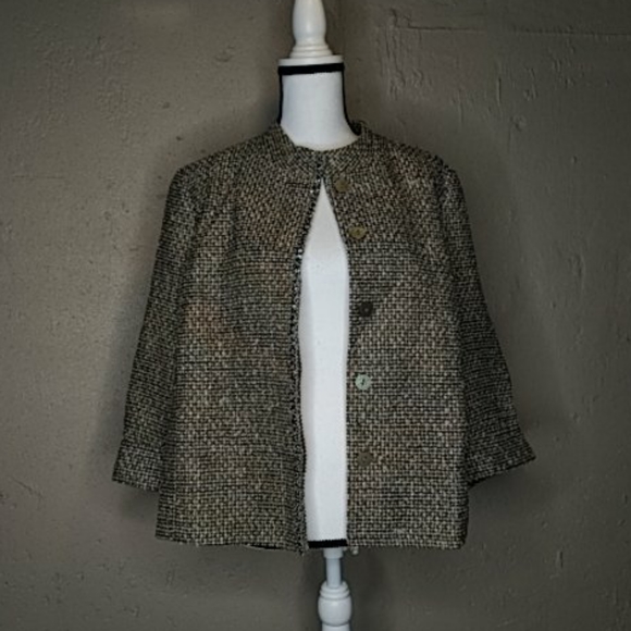 AXceSS Mandari Collar Tweed Suit Jacket Blazer XL - Picture 4 of 6